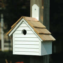 Cape Cod Wren Birdhouse with weathered wood finish