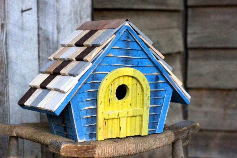 Prairie Home Birdhouse with decorative rustic wood details