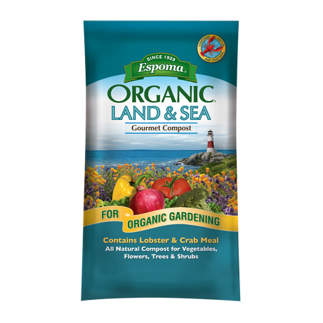 Espoma Land & Sea Gourmet Compost bag on display