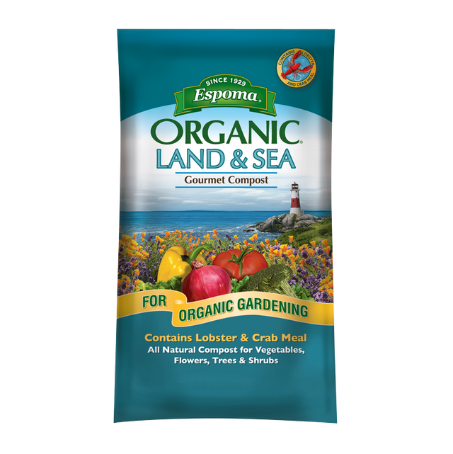 Espoma Land & Sea Gourmet Compost bag on display