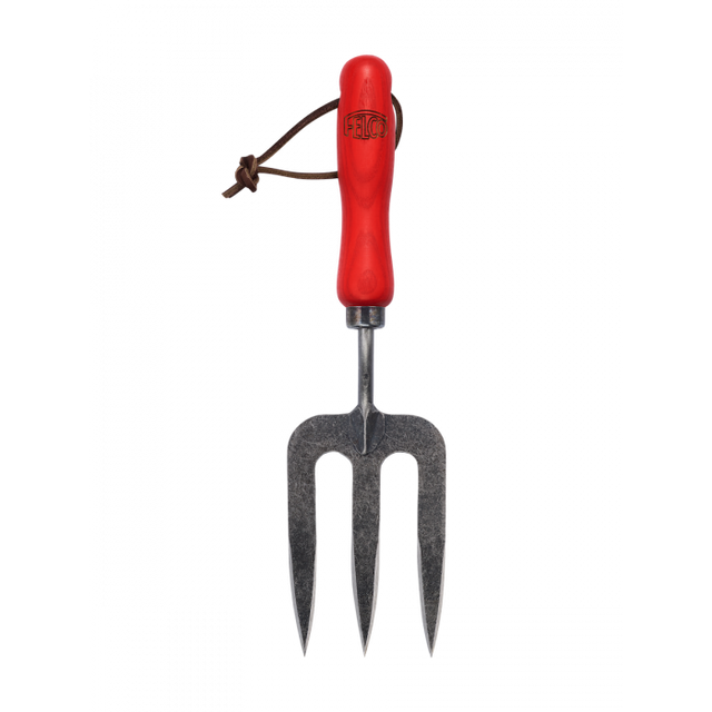 FELCO 431 hand fork with red handle and metal tines