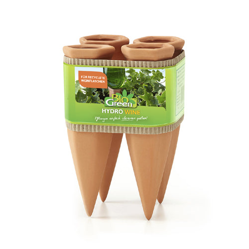 wine bottle hydroponic planter Bio Green HW-4 7.1 x 1.6 in. Watering System Hydro Wine; Terracotta