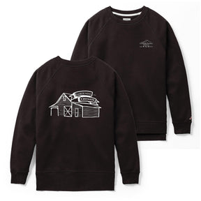 Black Creekside sweatshirt laid flat on a plain background