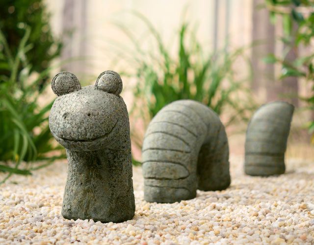 Herm the Worm unique stone plant in a small pot