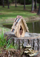 Vintage Wren Birdhouse with weathered wood finish