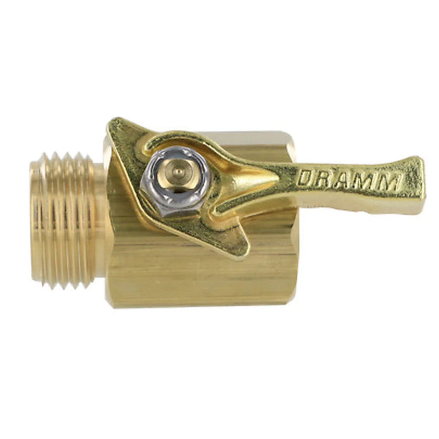 Brass Dramm shut-off valve with black handle
