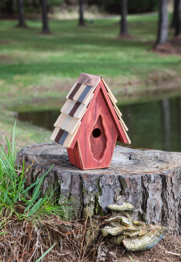Vintage Wren Birdhouse in a rustic hanging design