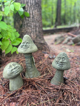 Shroomies Set unique stone mushroom garden décor in neutral tones