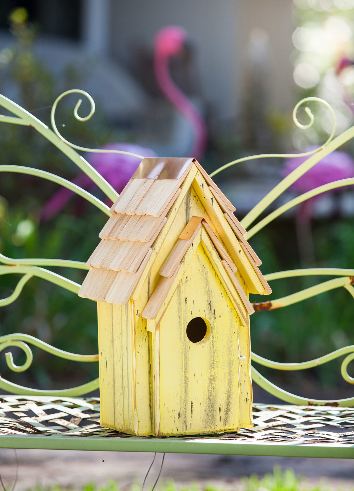 Bluebird Brights birdhouse with blue and white painted finish