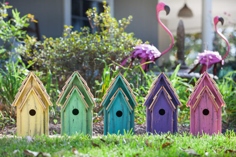 Bluebird Brights birdhouse with colorful painted details