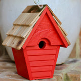 Wren-in-the-Wind birdhouse with rustic wood finish