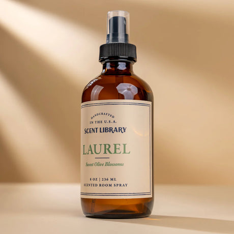 Laurel room spray bottle on a plain background
