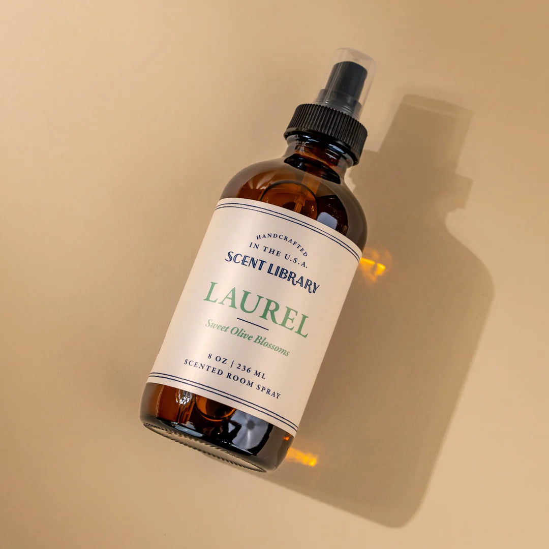 Laurel room spray bottle on a plain background
