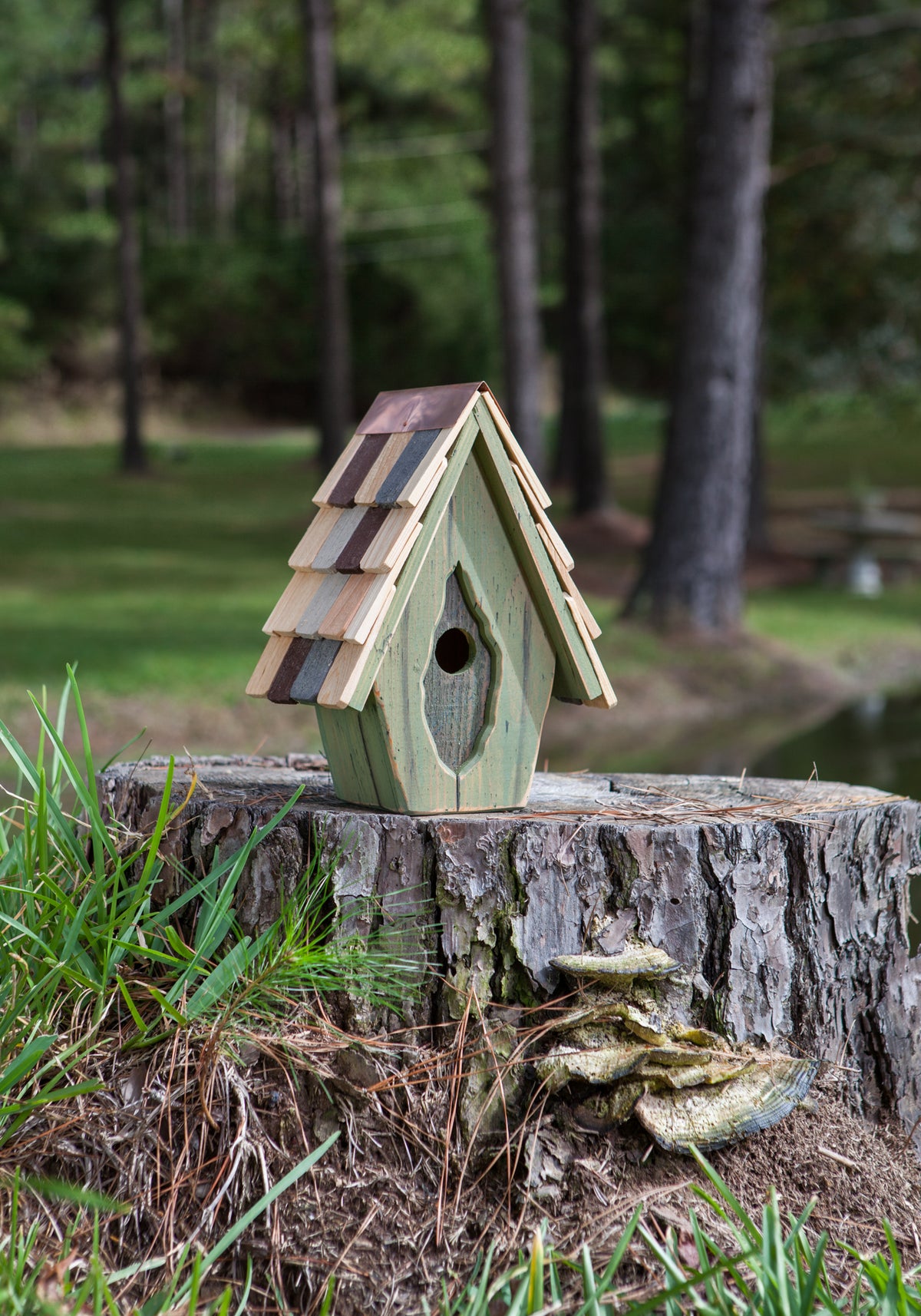 Vintage Wren Birdhouse in weathered wood finish