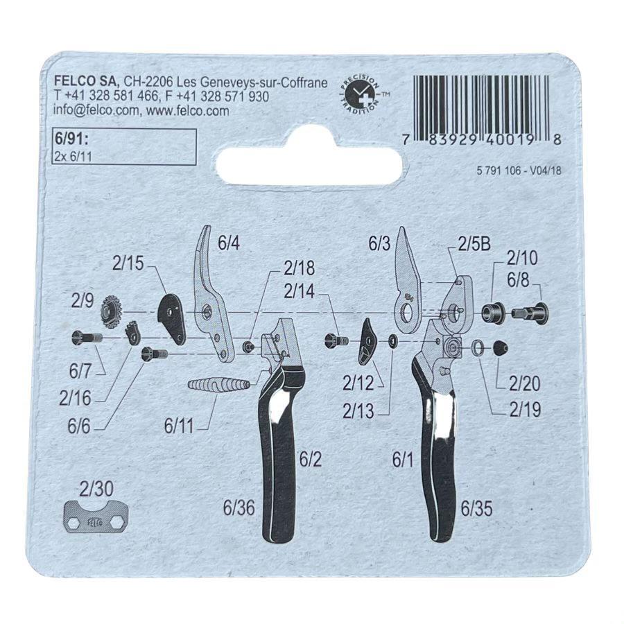 Two FELCO 6/91 replacement springs on white background