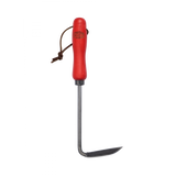 Hand weeder with wooden handle and red metal head