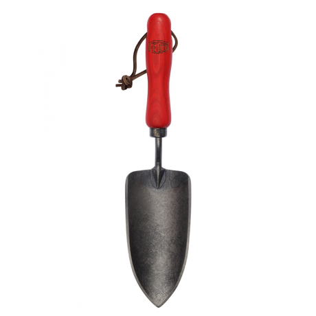 Felco 401 gardening trowel with red handle and metal blade