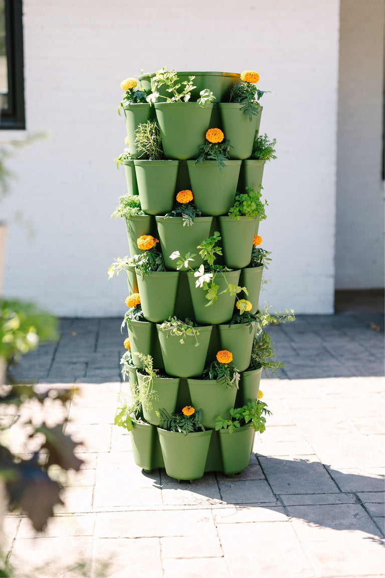 hanging vertical garden planter 7 Tier GreenStalk Garden Leaf Vertical Planter - Basic Texture Stunning Stone