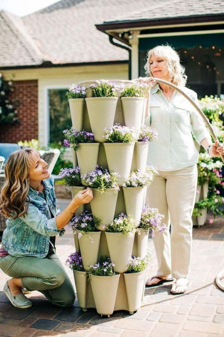 pot plant vertical garden 5 Tier GreenStalk Garden Original Vertical Planter - Basic Texture Stunning Stone