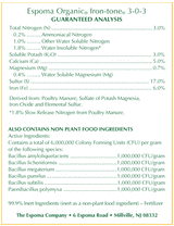 Espoma Iron-tone fertilizer package in printed bag