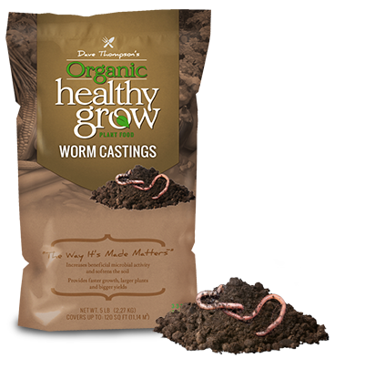 Organic worm castings in a soil amendment bag